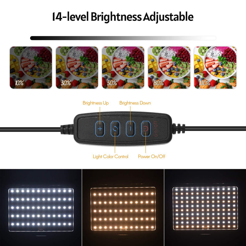 Andoer USB LED Video Light Kit, 3200K-5600K Photography Lighting 14-Level Dimmable with 148cm/58in Adjustable Height Tripod Stand, 5 Color Filters Triple Cold Shoe Mount, for Video Live Streaming 1 Pack