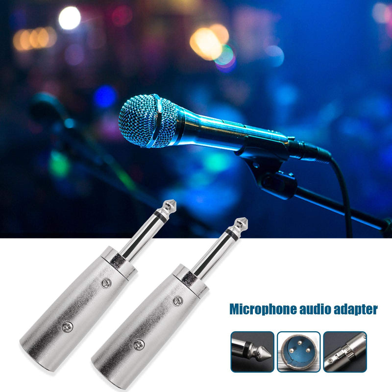 4Pcs 3-Pin XLR to 1/4 Microphone Audio Adapters, 3 Pins XLR Socket to 6.35mm Male Jack Mono Plug Conversion Connector Silver XLR Female & Male