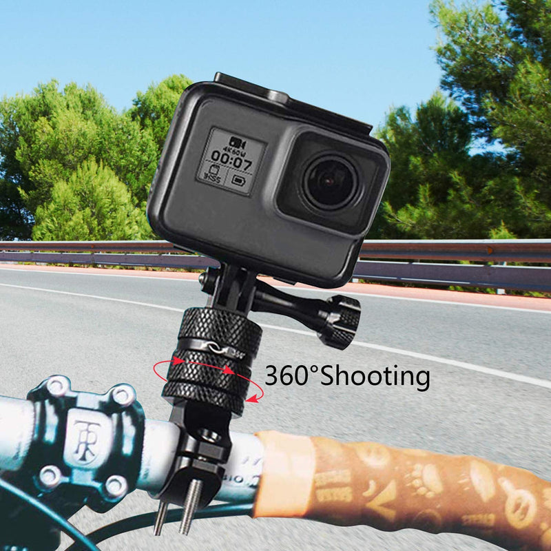 Bike Mount for Gopro,ChromLives Camera Handlebar Mount with 360 Degree Rotation, Aluminum Bike Camera Mount for Mountain Bicycle/Motorcycle for Gopro Hero 9/8/7/6/5,Action Camera,Osmo (Black) black