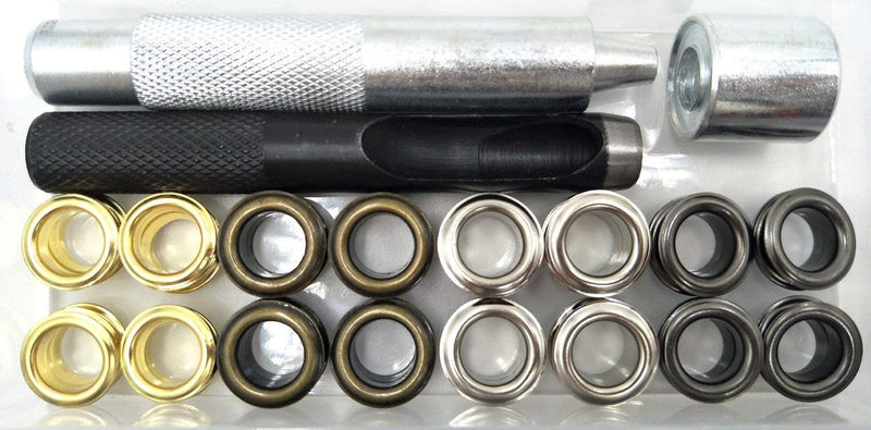 INNETOC 120 Sets - Brass Grommet Eyelets 10mm 3/8" Inside Diameter 800# with Setting Tool for Canvas Curtain Leather DIY Projects (3/8", Mixed) Mix 3/8''