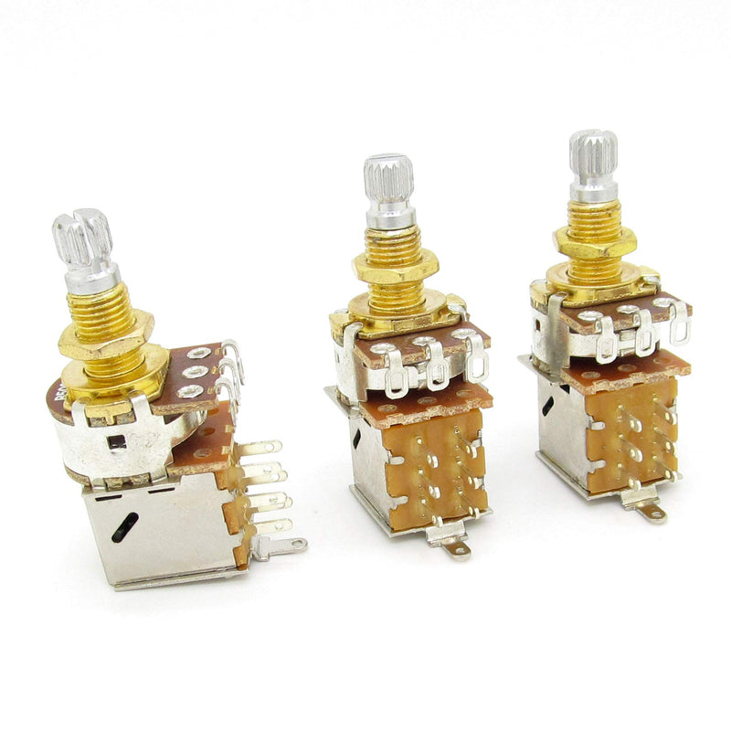 [ Gold ] Guitar Bass Push Pull Potentionmeter, B500K with Control Pot Potentiometer, Volume Tone Shaft Switch Pots (Pack of 3)