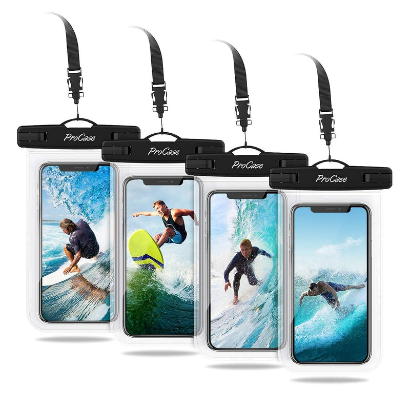 4 Pack ProCase Universal Cellphone Waterproof Pouch Dry Bag Underwater Case Bundle with 2 Pack JOTO Swim Buoy Float, Swimming Bubble Safety Float with Adjustable Waist Belt