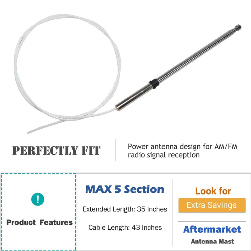 Anina Power Antenna Mast Compatible with Nissan Altima-240SX-Pathfinder-Maxima Infiniti -G20-Q45-I30-QX4-J30 for AM/FM Radio 282159B000 Style 2