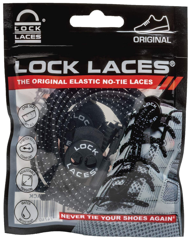 Lock Laces - Elastic No Tie Shoe Laces - One Size Fits All for Kids and Adults - Elastic No Tie Shoelaces Black