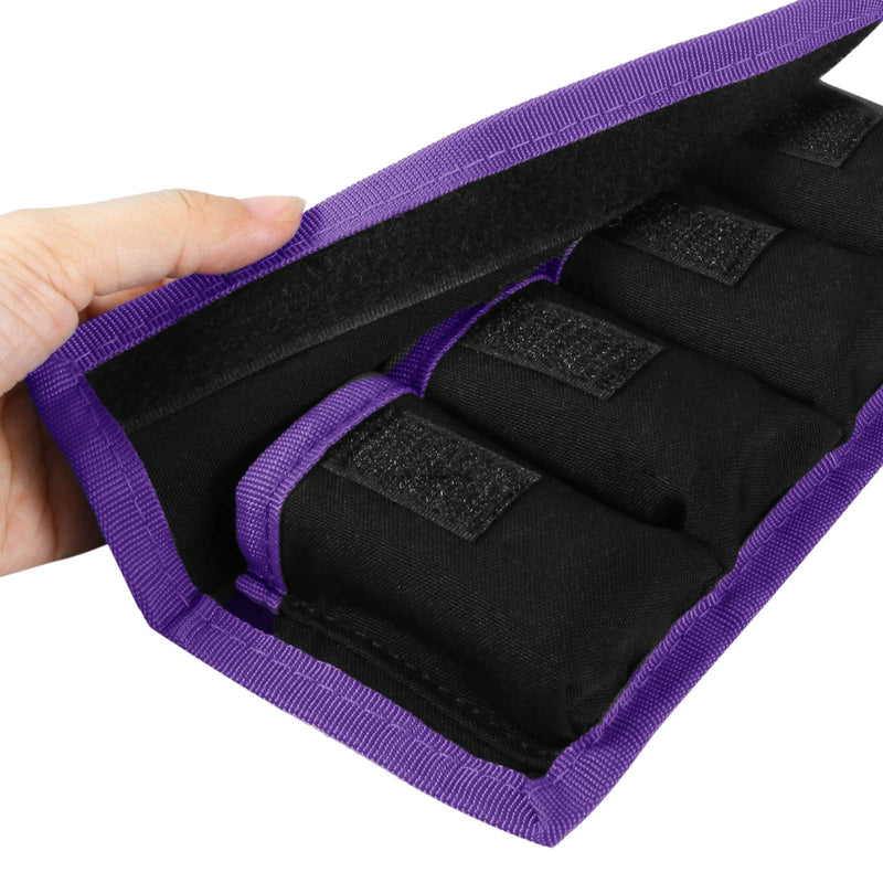 Meking Battery Storage Case Bag with 4 Pockets for DSLR Camera, Suitable for AA/AAA Battery and LP-E6 LP-E8 LP-E10 LP-E12, EN-EL14 EN-EL15, NP-FW50 NP-F550 NP-FM500H Purple