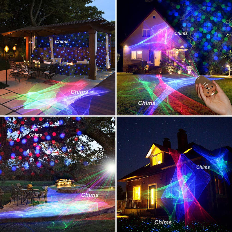 [AUSTRALIA] - Chims DJ Lights, Rechargeable Mini Laser Lights RGB Aurora Lighting Projector Home Disco Party Laser Light Show Portable Cordless Music Activated Lights for House Stage DJ Dance Car Garden Holiday 