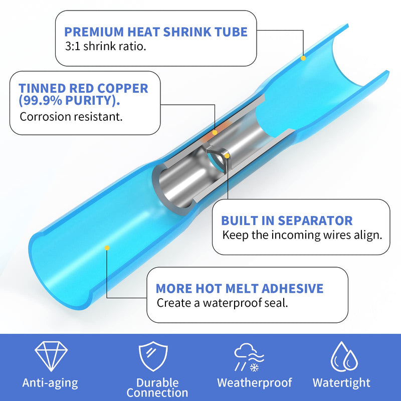 Qibaok 250 PCS Heat Shrink Wire Connectors Electrical Terminals Kit Waterproof Marine Automotive Terminals Set 1