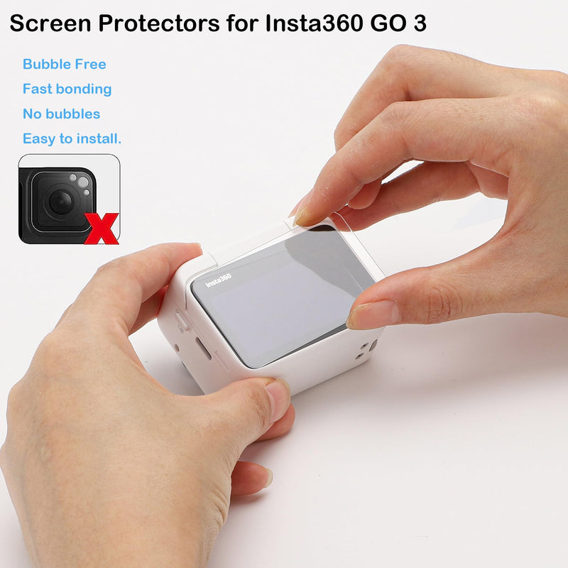 PCTC Insta360 GO 3 Screen Protector + lens Screen Protector Appliable for Insta360 GO 3 Action Camera (3+3Pack), 0.3mm 9H Hardness Tempered Glass Screen Cover for Insta360 GO 3 Camera Accessory