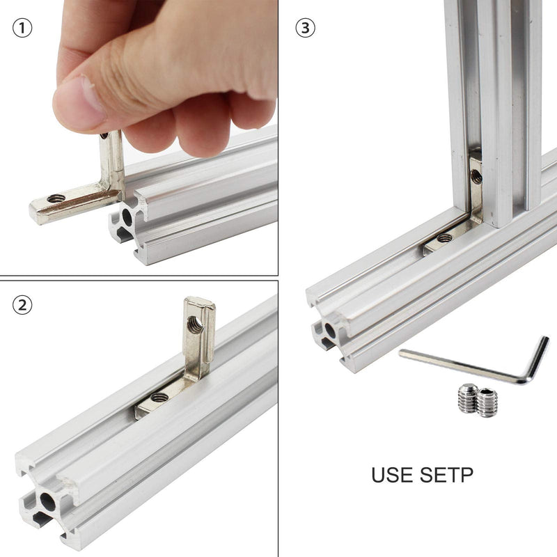 20pcs/lot Slivery 2020 Series L-Shape Interior Inside Corner Connector Joint Bracket with Screws for 20x20 Series Aluminum Extrusion Profile Slot 6mm