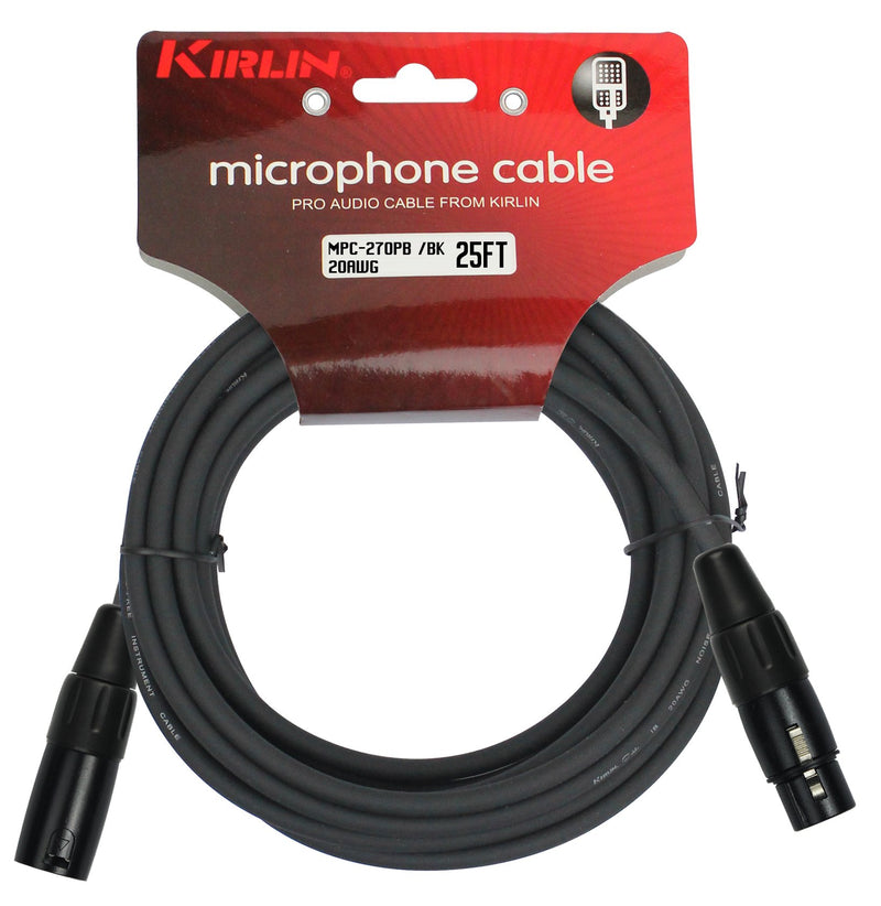 [AUSTRALIA] - KIRLIN Cable MPC Microphone Cable, XLR, BLACK, 25FT (MPC-270PB-25/BK) 