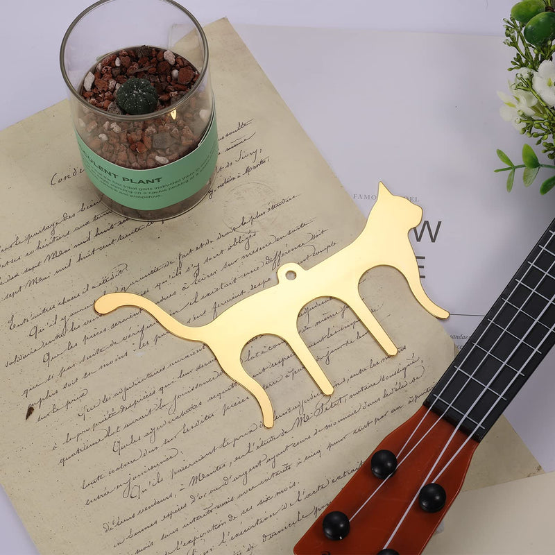 Metal Music Book Clip Cat Shaped Music Stand Clips Sheet Music Clips for Outdoor Playing, Note Paper, Books Piano, Guitar, Violin, Keyboard (Gold)