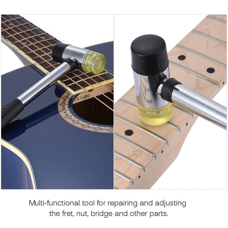 ammoon Double Headed Rubber Hammer Mallet Detachable Replaceable Fret Fretboard Fretwork Installing Tool for Guitar Bass Ukelele Mandolin