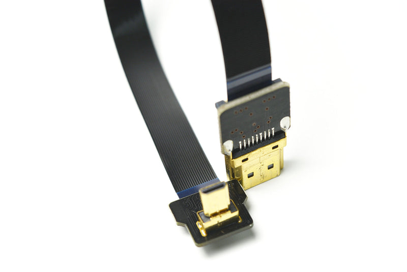 Short micro HDMI 90 degree FPV FFC Flat Slim Thin HDMI Cable Micro HDMI 90 degree to Standard HDMI Full HDMI Normal HDMI for Gopro Sony A7RII A7SII A9 A6500 A6300（REVERSE SOCKET OF A6000）Black 20CM