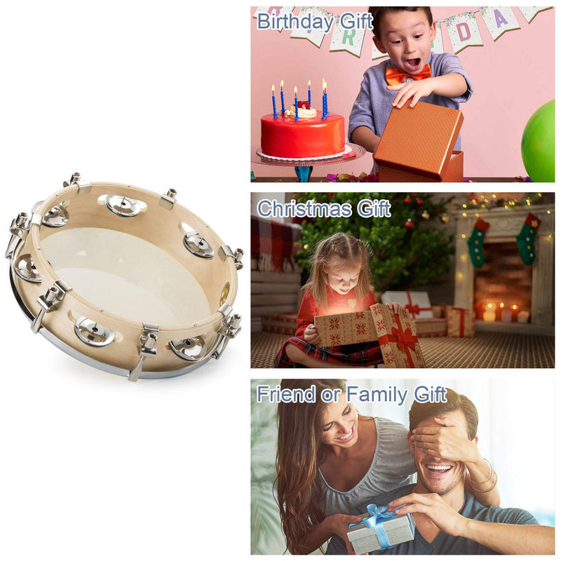 Tambourine, Fixm Tunable Tambourine 9 Inches with 6 Paris of Jingles, Large Tambourine for Adults and Kids