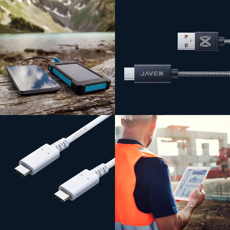 [AUSTRALIA] - JAVEX [USB-IF Certified, E-Mark IC] USB Type-C to C Cable, 6 FT[1.8M], White 