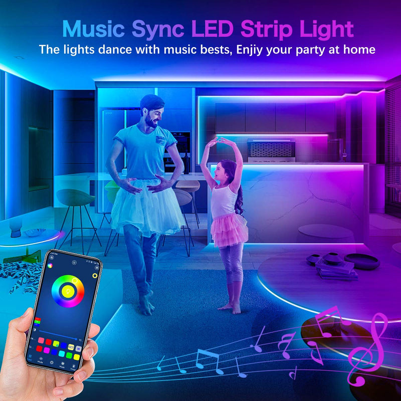 Yikubee LED Strip Light 16.4ft,TV Led Backlight,USB Powered RGB 5050 Color Changing Flexible LED Tap Lights 40 Keys Remote & Bluetooth App Control Music Sync Apply for Party, Bedroom,Bar & Home