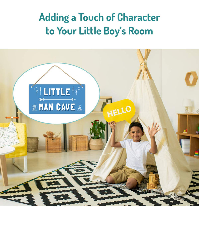 Little Man Cave, Toddler Boy Room Decor, 12″x6″ PVC Plastic Decoration Hanging Sign, High Precision Printing, Water proof, Kids Room Signs For Door, Boy Decor For Bedroom, Boys Only Sign For Room Boys