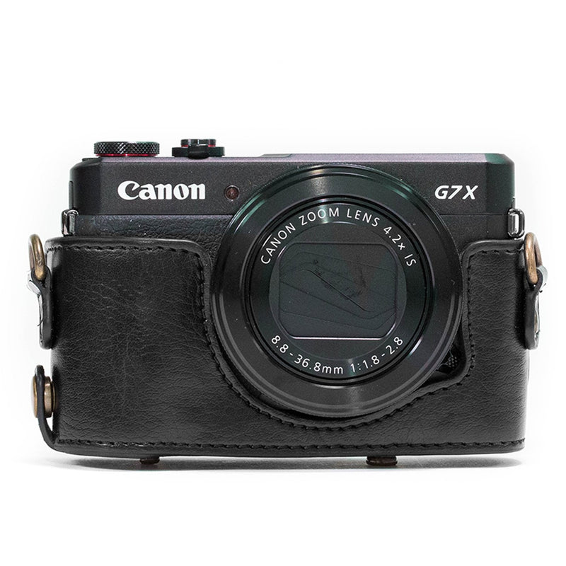 MegaGear "Ever Ready" Protective Leather Camera Case, Bag for Canon PowerShot G7 X Digital Camera (Black) Black