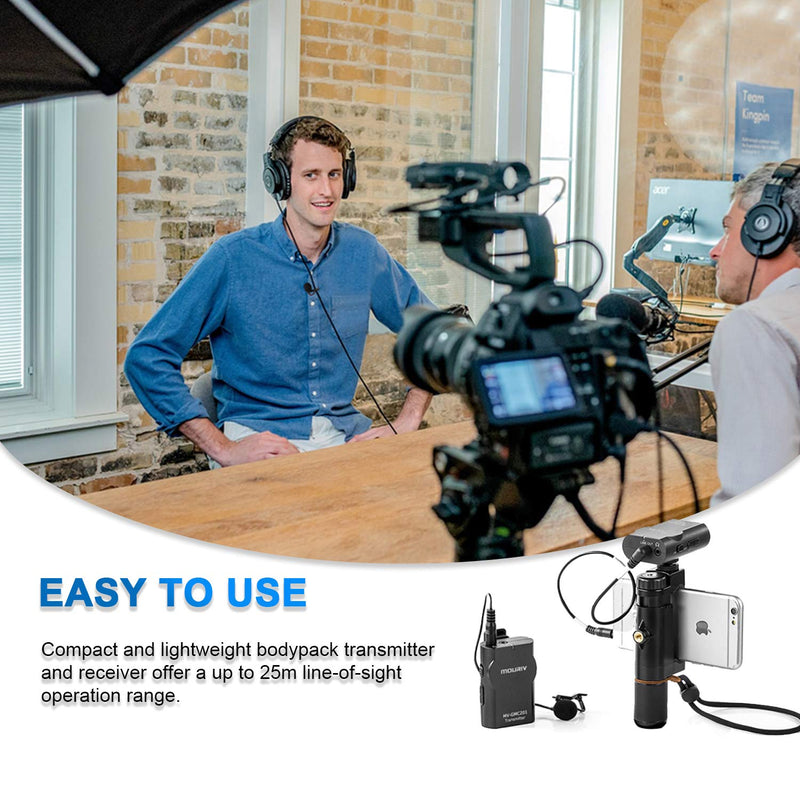 [AUSTRALIA] - MOURIV MV-GMC201 2.4G Wireless Lavalier Microphone System Compatible with iPhone 11 X 8 8 Plus 7 6 Smartphone,Canon 6D 600D Nikon D800 D3300 Sony A7 A9 DSLR GoPro Hero4 Hero3 Hero3+ Action Cameras 