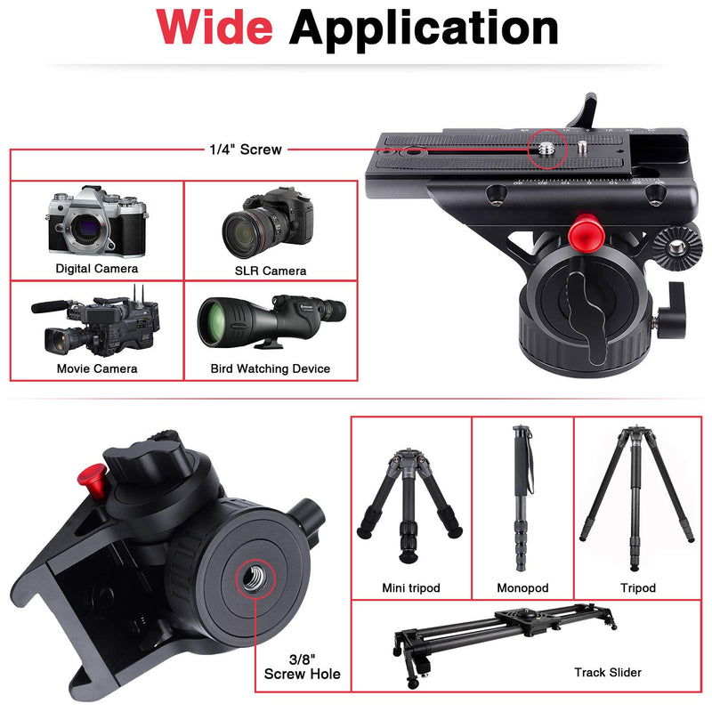 Light Weight Video Fluid Head,2021 New Panoramic Tripod Head Hydraulic Fluid Video Head for tripods, Monopods, Light Stands and Camera Sliders F6