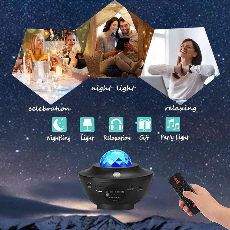 [AUSTRALIA] - Elecstars Night Light, Star Projector with Bluetooth Speaker, Ocean Wave Bedside Lamp, Adjustable Lightness & Remote Control, Music Player, Living Room, Decor. 0053standard 