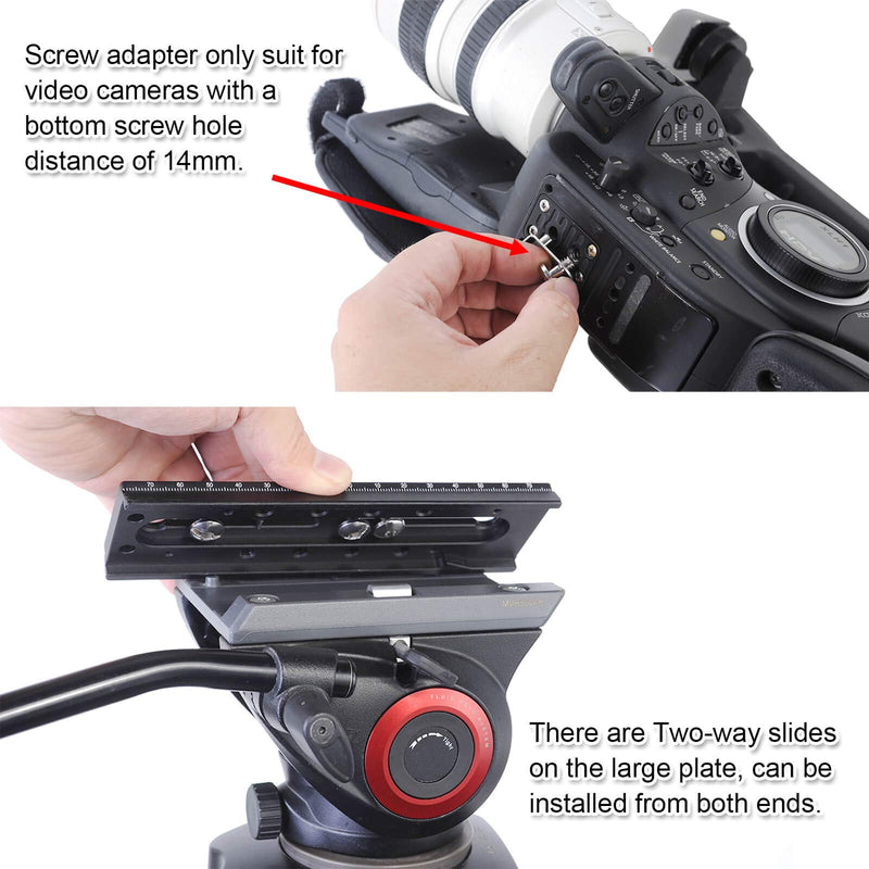 iShoot Camera Quick Release Plate Combo QR Mount Base Compatible with Tripod Fluid Head Manfrotto 500 Series, 700 Series and Sachtler FSB 10T / 8T/ 6T, DV2/DV8/DV10SB/DV12SB, V14/V18/ACE XL Series