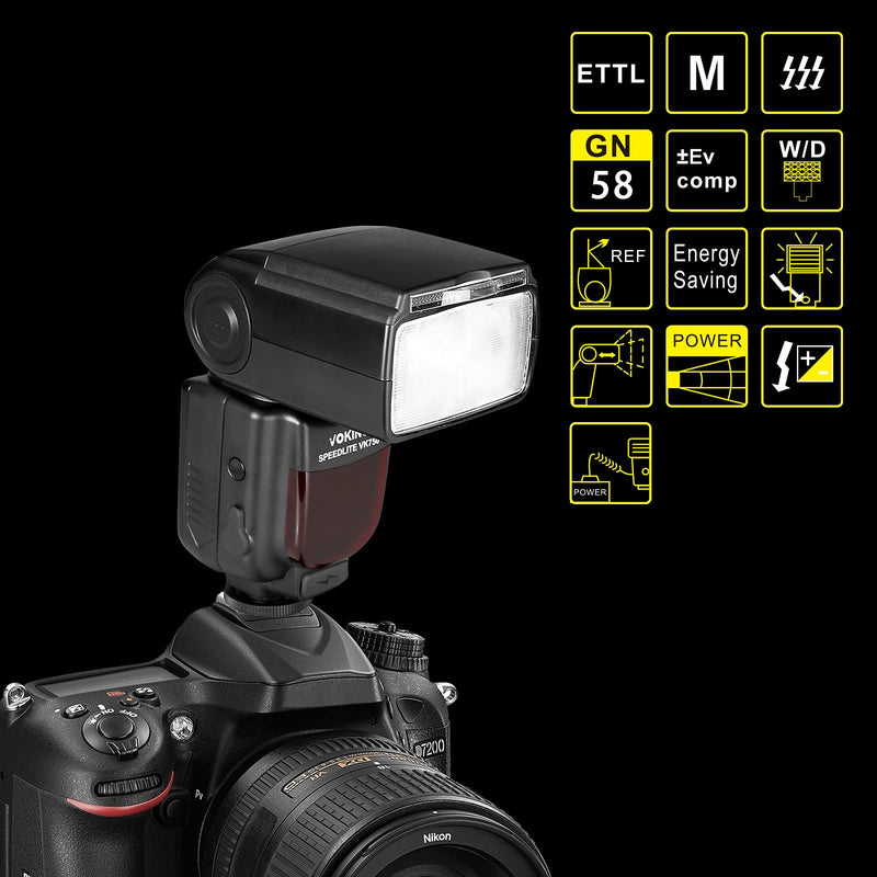 Voking VK750II TTL Camera Speedlite Flash Compatible with Nikon D3500 D3400 D3300 D3200 D3100 D5600 D7100 D7200 D5300 D5500 D500 D850 D750 and Other DSLR Cameras
