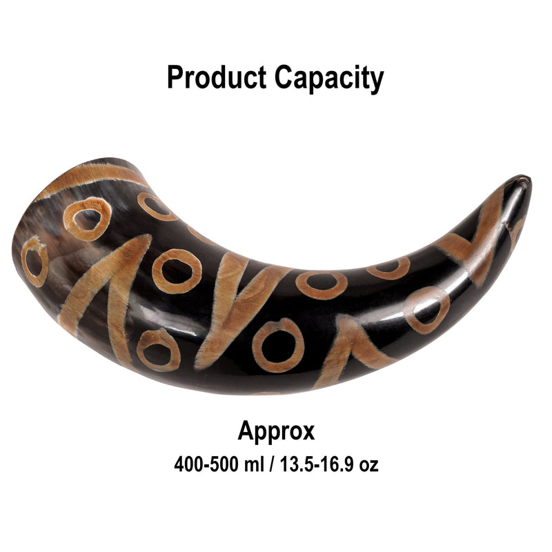Lord of Battles Drinking Horn with Genuine Leather Holder Handcrafted from Ox Horn