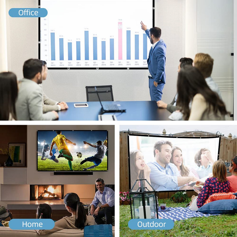 100 inch Projection Screen,GAINVANE 16:9 Foldable Anti-Crease Portable Projector Movies Screens for Home Theater Outdoor Indoor Support Double Sided Projection