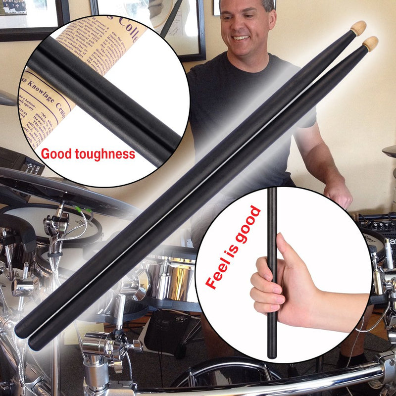 ARLX Drum Sticks 5a Wood Tip Drumsticks Classic Red Drum Stick (2 Pair Black -5A drumstick)