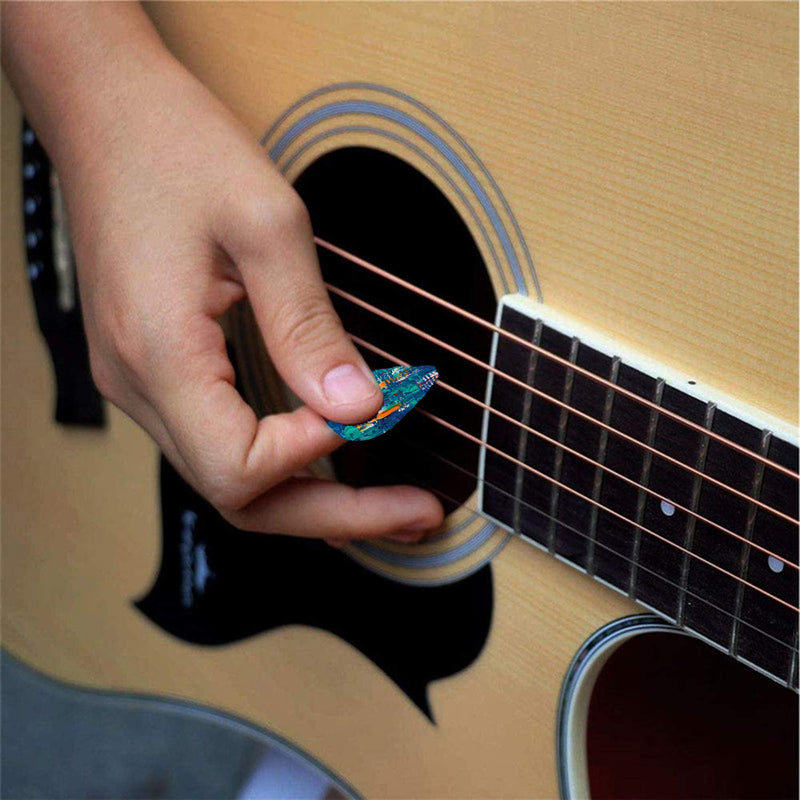 24 pcs Guitar Picks, 0.46mm, 0.71mm, 0.96 mm Thin/Medium/Heavy Gauge Guitar Plectrums for your Electric Acoustic Bass Guitar, Colorful Designed Musical Instrument Accessories, with Storage Case/Holder