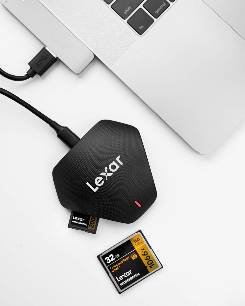 Lexar Professional Multi-Card 3-in-1 USB 3.1 Reader, Supports SD, microSD and CF Cards (LRW500URBNA)