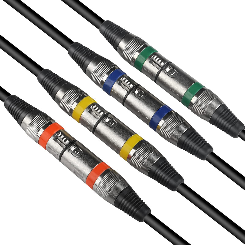 (Pack of 4) 3-Pin XLR Male to Female Microphone Cable 5m /16.4ft, DMX Signal Wire Connection Cable Dmx Cables for Stage Light (Metal Connector) 4Pack 5m/16.4ft XLR Cable