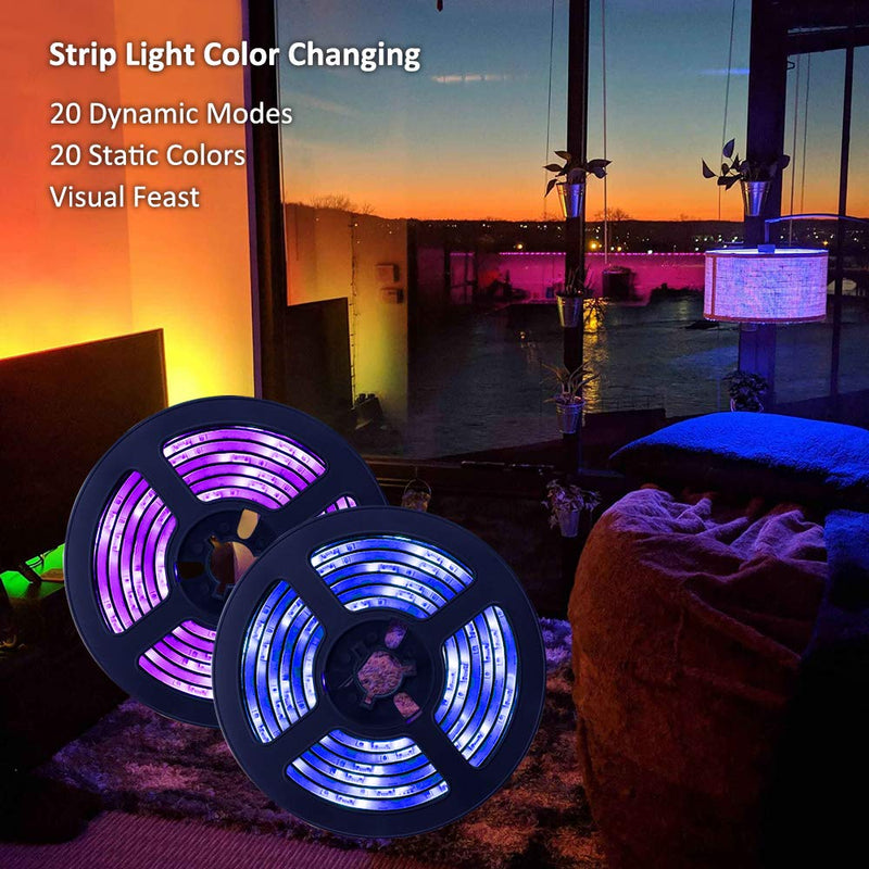 [AUSTRALIA] - Led Strip Lights Battery Powered,QM-STVR Led Lights 2M/6.56FT,Strip Lights Battery Operated 3 Keys Color Changing Led Lights Strip RGB Waterproof Cuttable DIY TV Strip Light Color Changing(2Pcs) 