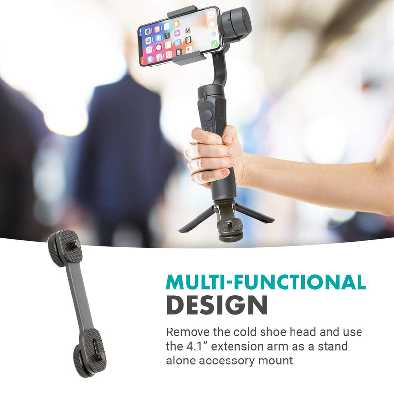 Movo VB05 Triple Shoe Extension Video Bracket - Attach Lights, Microphones, Monitors, Other Accessories to Your Gimbal Stabilizer, Smartphone Video Rig, DSLR Camera for Vlogging, Filming, Photography