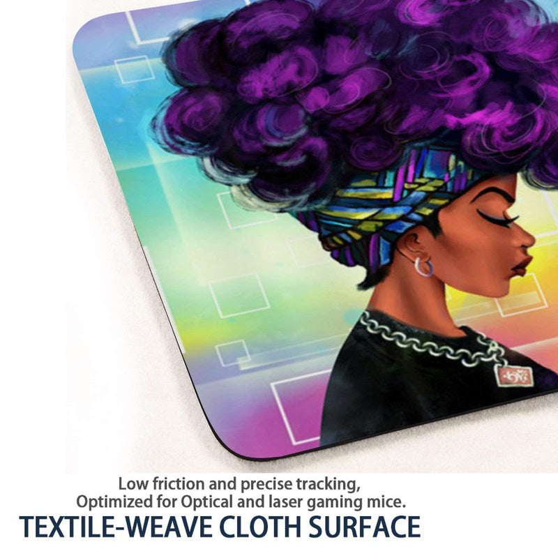 Mouse Pad Custom Design, African Women with Purple Hair Hairstyle Water Resistant Office Mousepad for PC Computers Laptop, 7.9 x 9.8 x 0.1 Inch