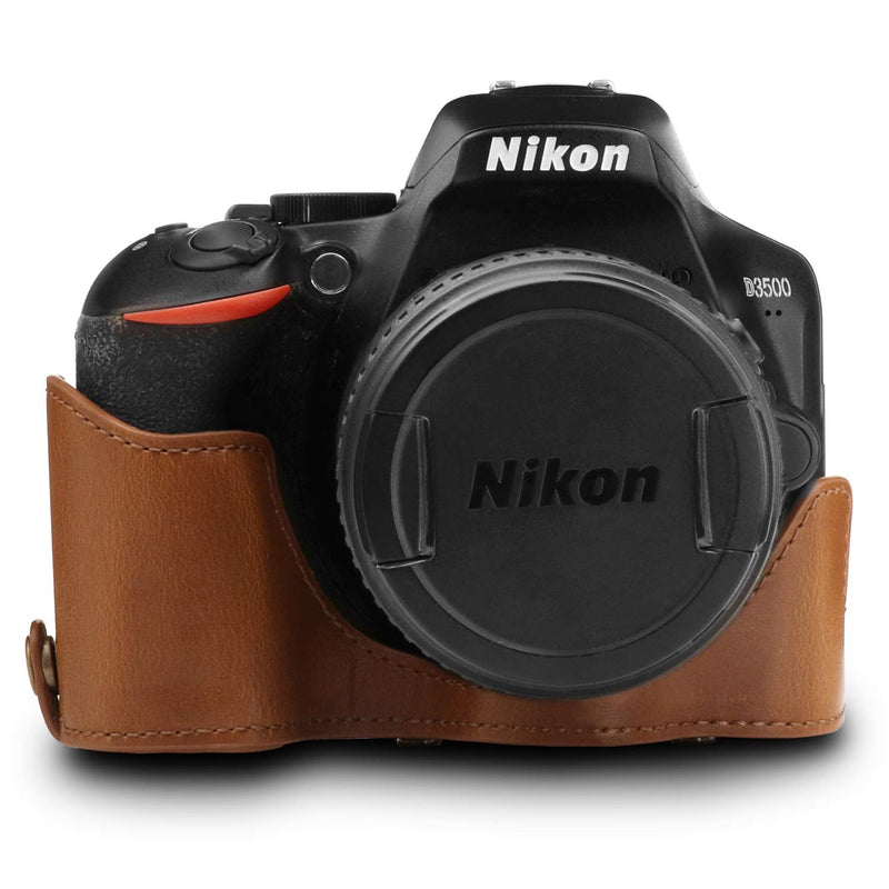 [AUSTRALIA] - Megagear MG1537 Nikon D3500 Ever Ready Leather Camera Case and Strap - Light Brown Compact 