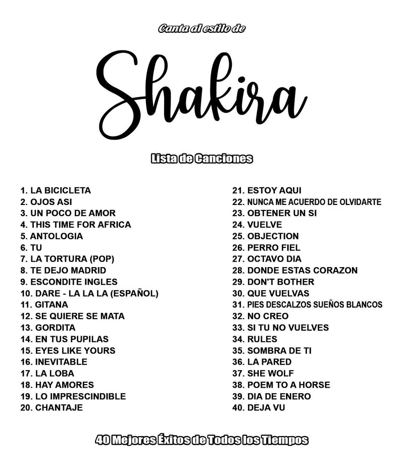 Karaoke Shakira DVD 40 Best Songs Ever