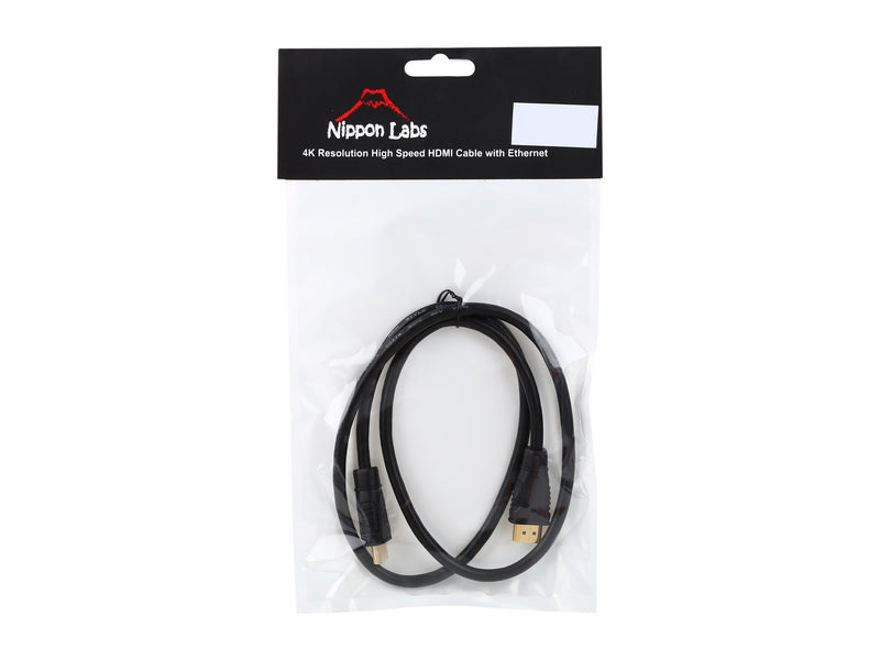 Nippon Labs Hdmi-4k 6 Feet Black Hdmi Male to Male 4k Resolution High Speed Hdmi Cable with Ethernet M to M