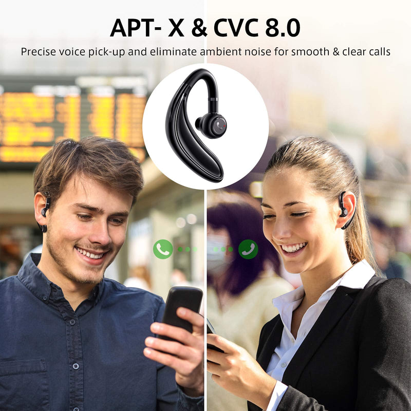 Bluetooth Earpiece for Cell Phone, Timmkoo S60 Single Ear Hands-Free Wireless Bluetooth Headset with Mic Apt-X CVC8.0 for iPhone, Samsung, Android, PC, Laptop, Tablet, TVs (Black) Gun-Black