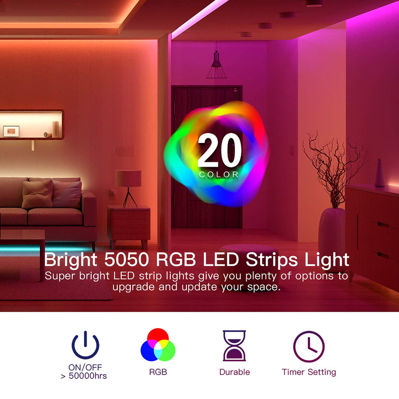 [AUSTRALIA] - Ltteny LED Strip Lights, 32.8ft Light Strip with 24-Key IR Remote, IP65 Waterproof Decorative Strip Light for Bedroom 