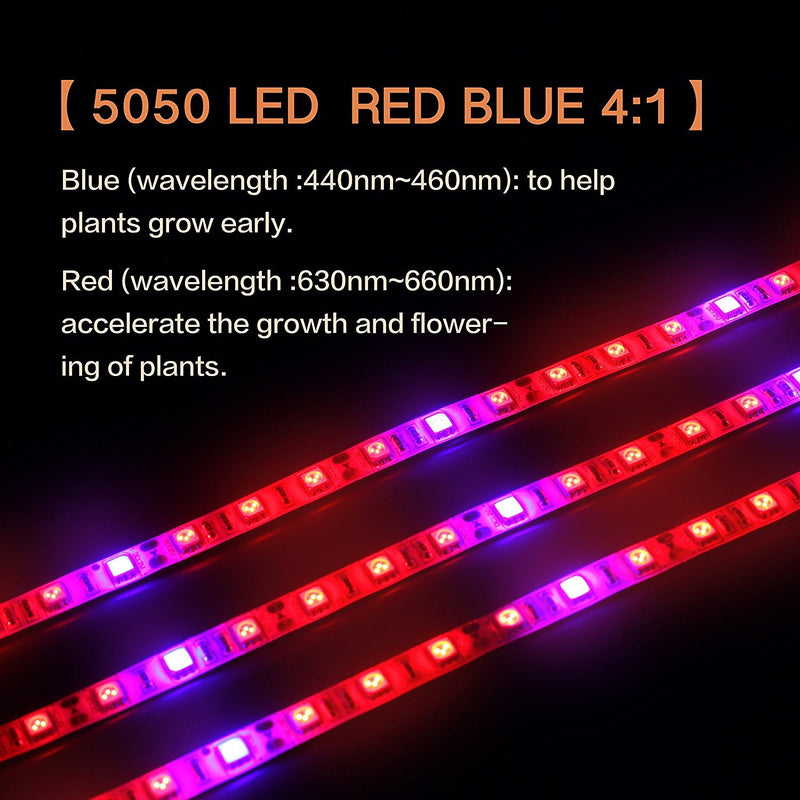[AUSTRALIA] - ZCPlus LED Strip Light Plant Grow Lights 16.4ft 5050 SMD Waterproof Full Spectrum Red Blue 4:1 Growing Lamp for Aquarium Greenhouse Hydroponic Plant Garden Flowers (5 M) 