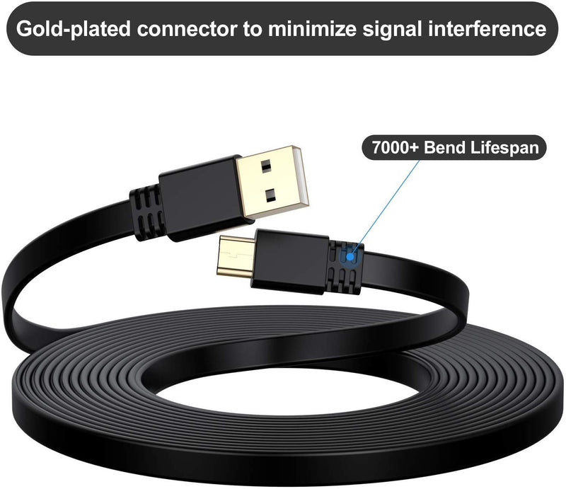 Elebase Micro USB Power Cable 10 Feet (3 Pack),Flat Micro USB Charging Cord,Charger for Wyze Cam Pan,Yi Cam,Nest Cam,Blink XT Camera,Furbo Dog,Arlo Q,Netvue,Xbox One Controller 10 FT Black