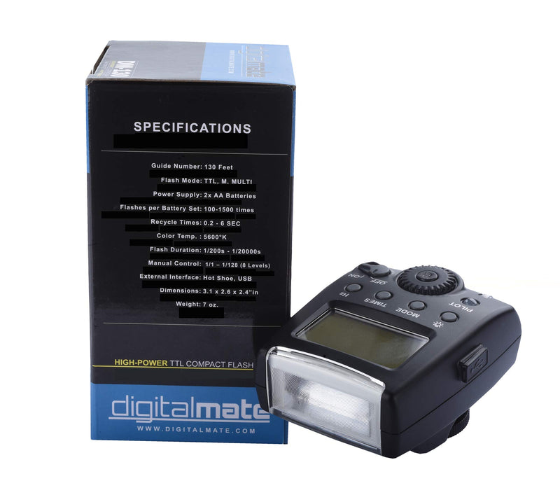 DigitalMate AF TTL Dedicated Compact Speedlite LCD Flash for Canon EOS 90D, 80D, 77D, 70D, 60D, 50D, 7D, 6D, 5D, 1D, Rebel T7i, T7s, T7, T6i, T6s, T6, T5i, T5, SL3, SL2, R, RP, Ra, M50, M10, M6, M5