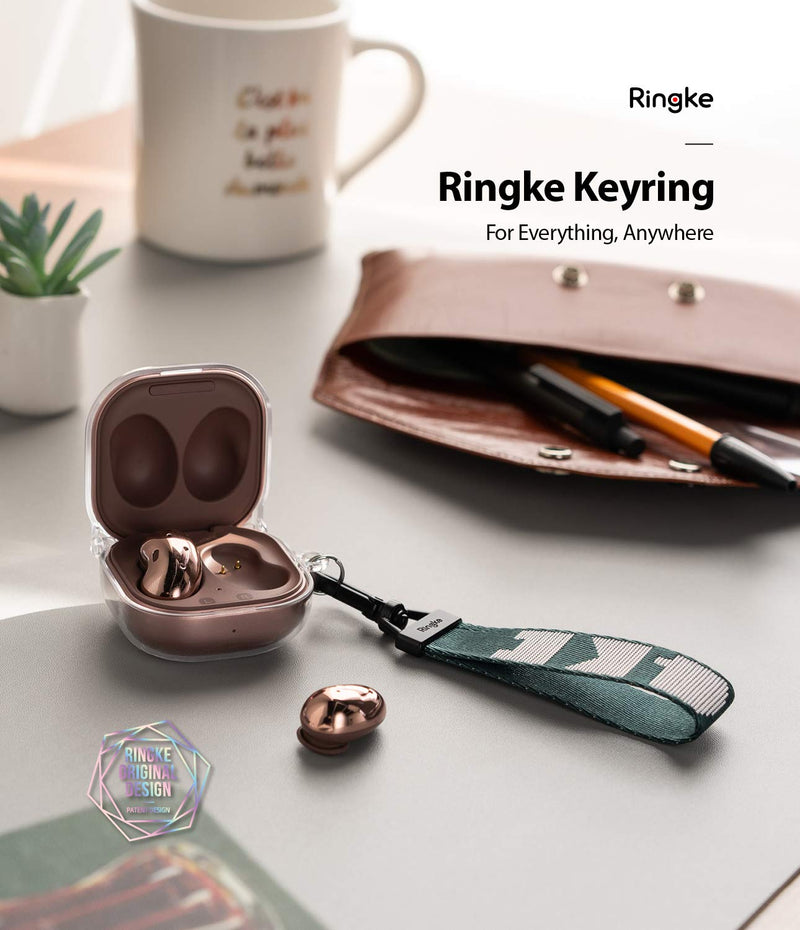 Ringke Key Ring Strap Compatible with Earbuds, Keys, Cameras & ID QuikCatch Keyring Lanyard - Lettering Peacock Green