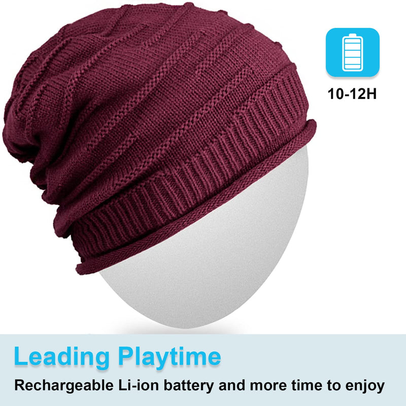 Upgraded Bluetooth Beanie, Built-in Stereo Speaker and Mic, Warm and Comfortable Skully Cap, Unique Tech Gifts, for