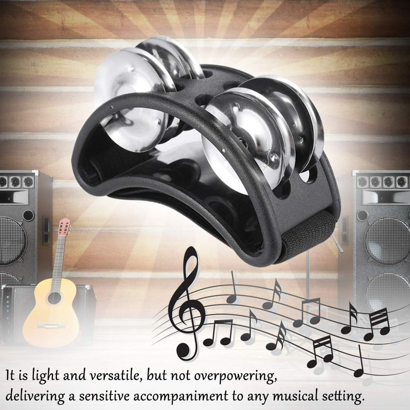 Foot Tambourine Percussion Drum Accessory Companion Metal Jingle Bell Musical Instrument Black