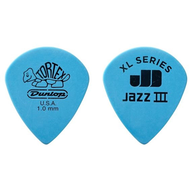 Dunlop 498R1.0 Tortex Jazz III XL, Blue, 1.0mm, 72/Bag