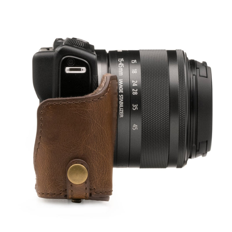 [AUSTRALIA] - MegaGear Ever Ready Leather Camera Case Compatible with Canon EOS M200, M100 (15-45mm) Dark Brown 