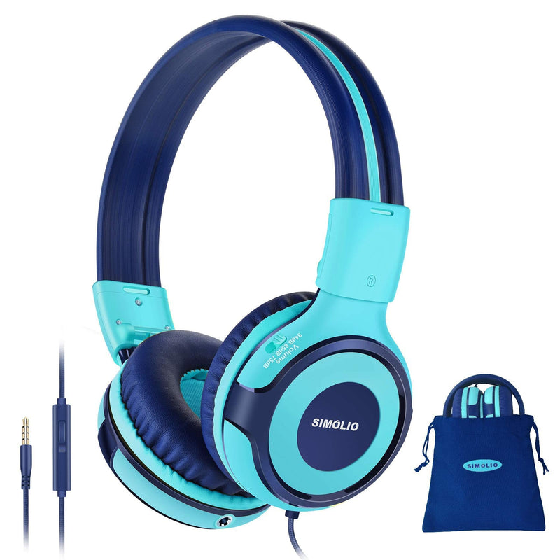 SIMOLIO Foldable Headphones for Kids/Boys with MIC & Volume Control & Volume Limited & Share Jack for Travel, Stereo Wired Over Ear Headset with Mic & Volume Control for Adults/Students/Tablets/PC/Pho